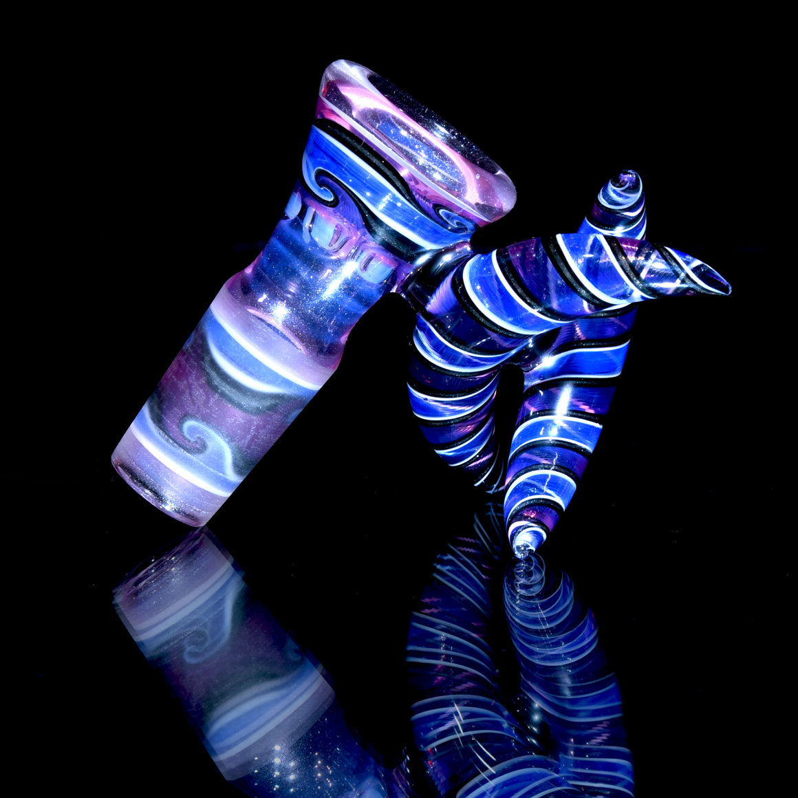 Fully-Worked Royal Jelly/Neptune/Moonstone Reversal 4-hole Slide w/ Double Crescent Handle - 18mm Male