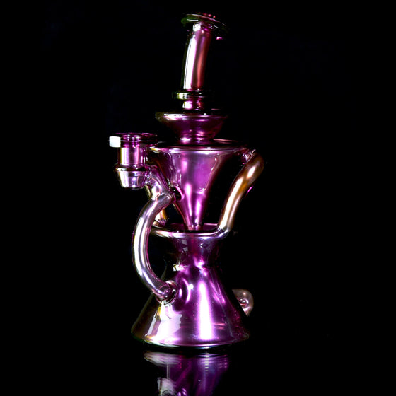 Faceted Full-size Two & Through Double-uptake Floating Recycler - Gold Amethyst over Electrum- 10mm Female
