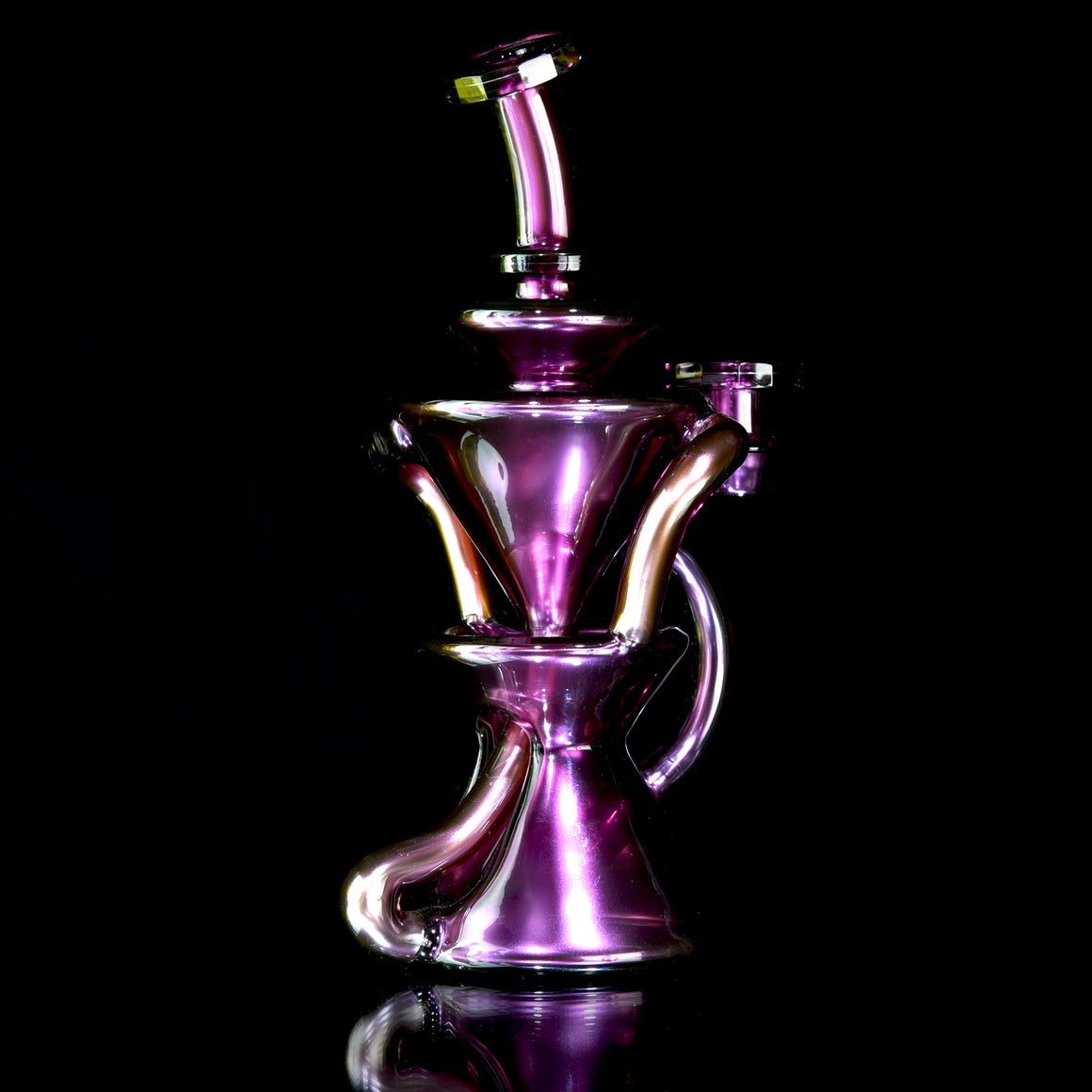 Faceted Full-size Two & Through Double-uptake Floating Recycler - Gold Amethyst over Electrum- 10mm Female