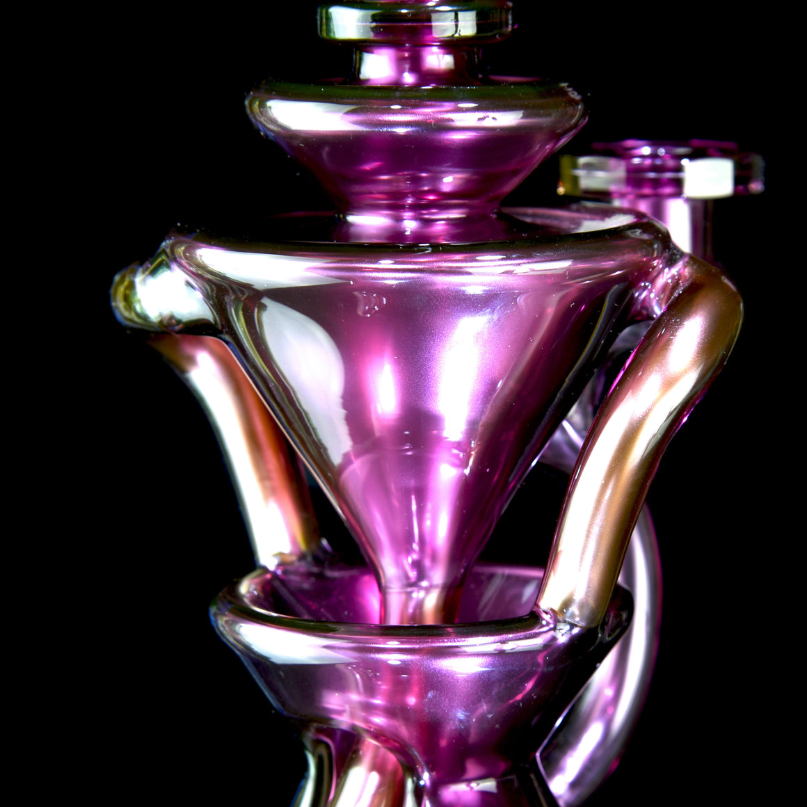 Faceted Full-size Two & Through Double-uptake Floating Recycler - Gold Amethyst over Electrum- 10mm Female