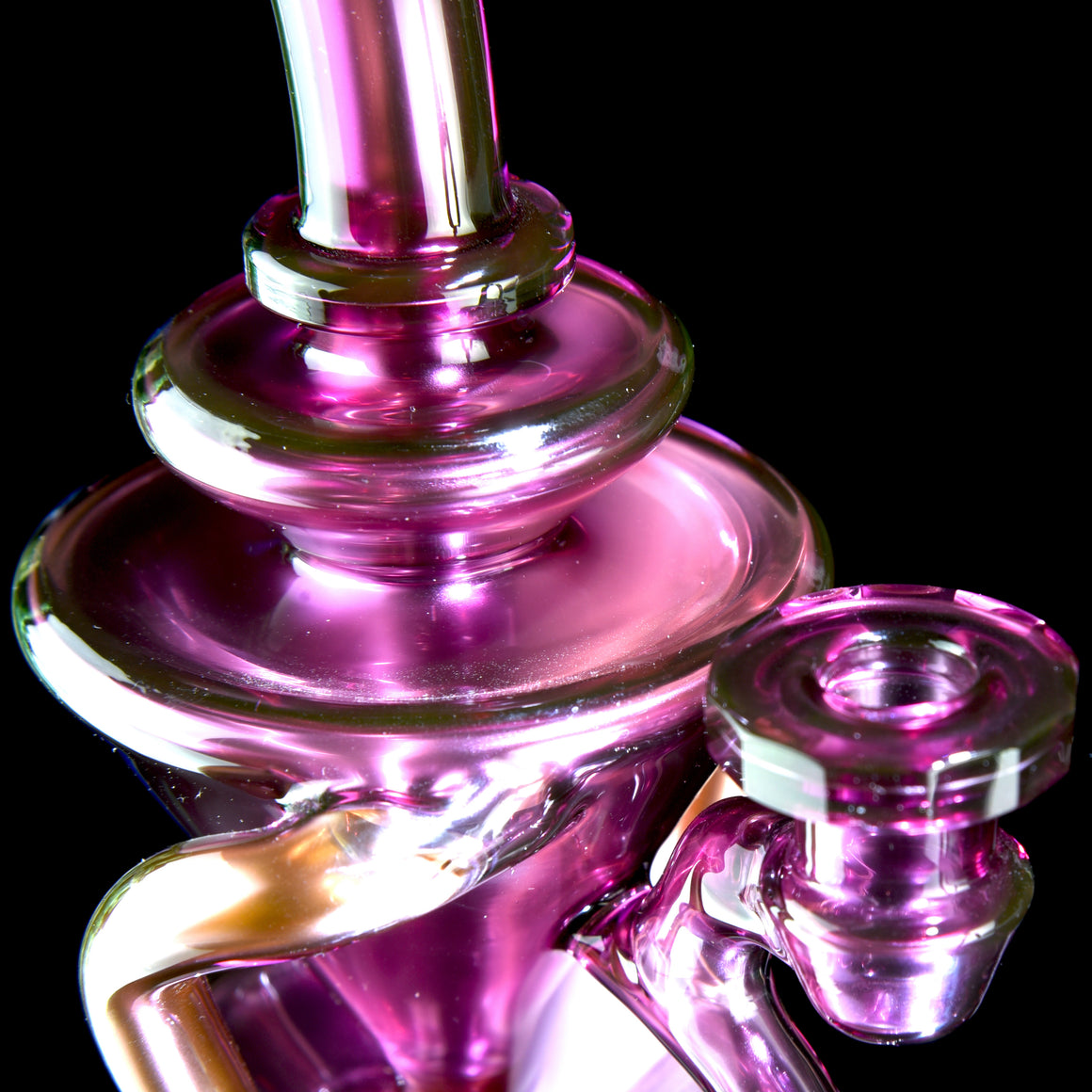 Faceted Full-size Two & Through Double-uptake Floating Recycler - Gold Amethyst over Electrum- 10mm Female