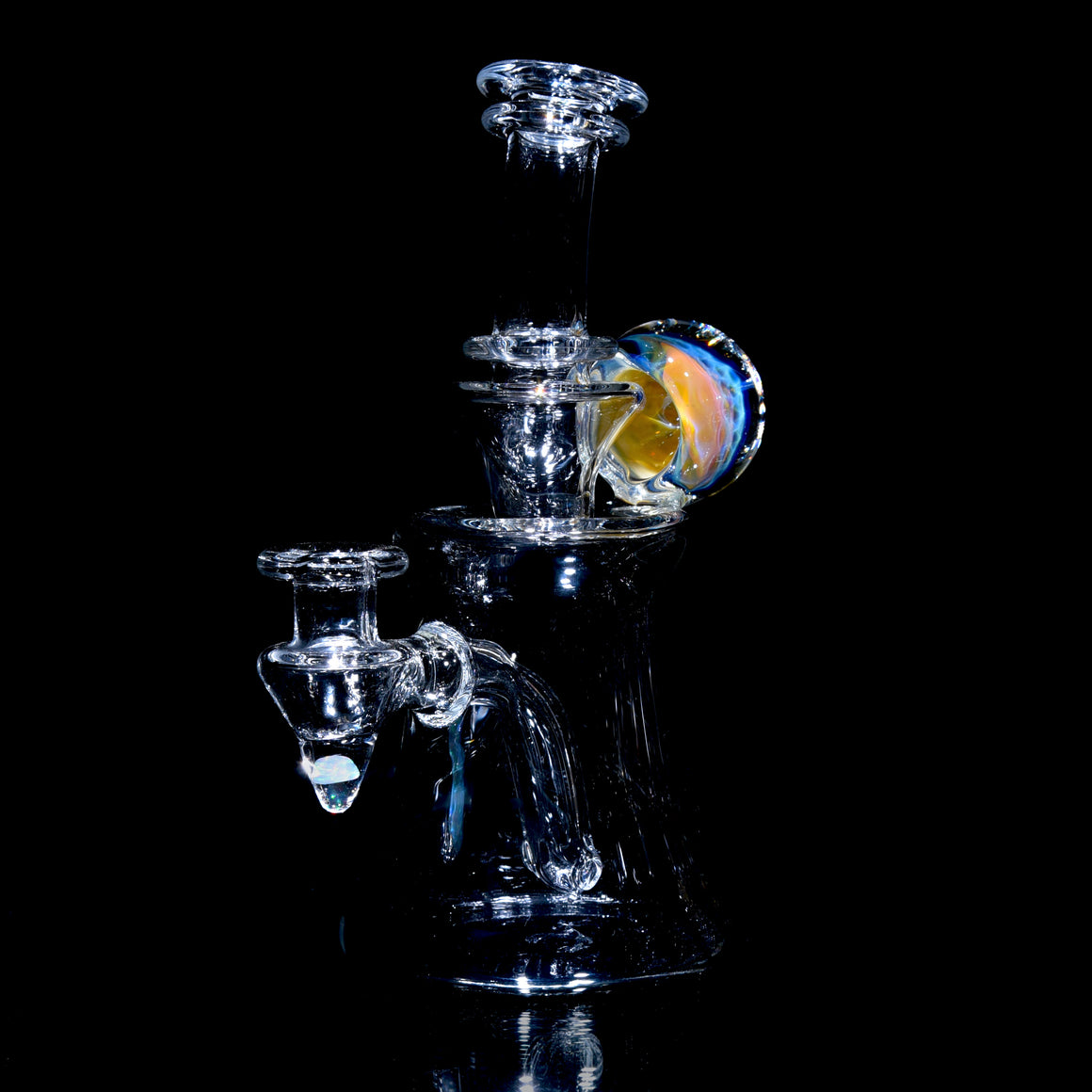 Fumed Wigwag Base Banger Hanger w/ Implosion & Opal Joint - 10mm Female