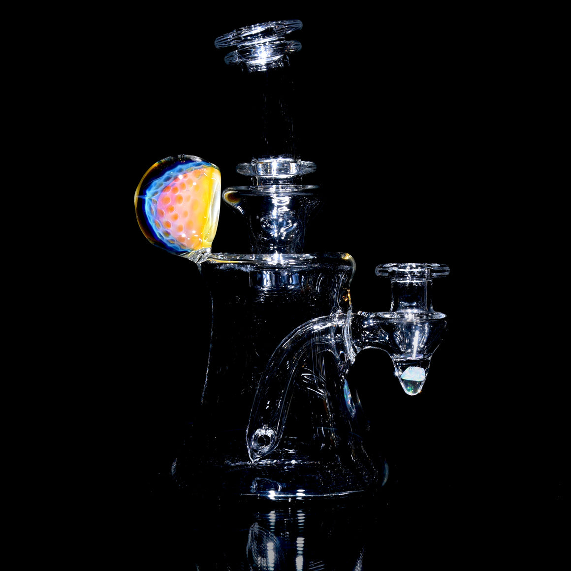 Fumed Wigwag Base Banger Hanger w/ Implosion & Opal Joint - 10mm Female