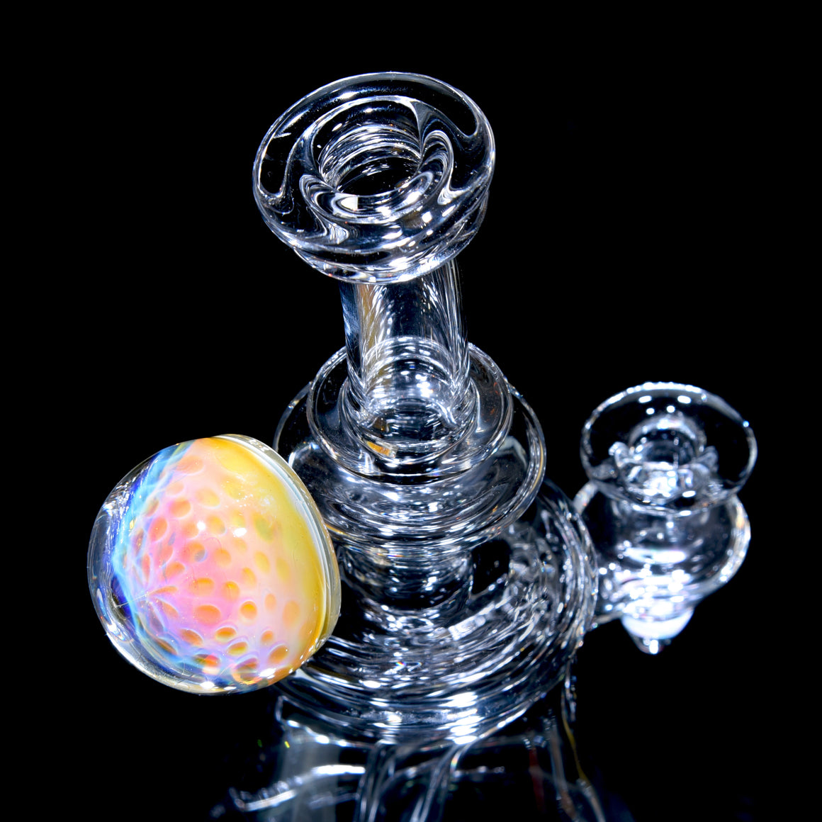 Fumed Wigwag Base Banger Hanger w/ Implosion & Opal Joint - 10mm Female
