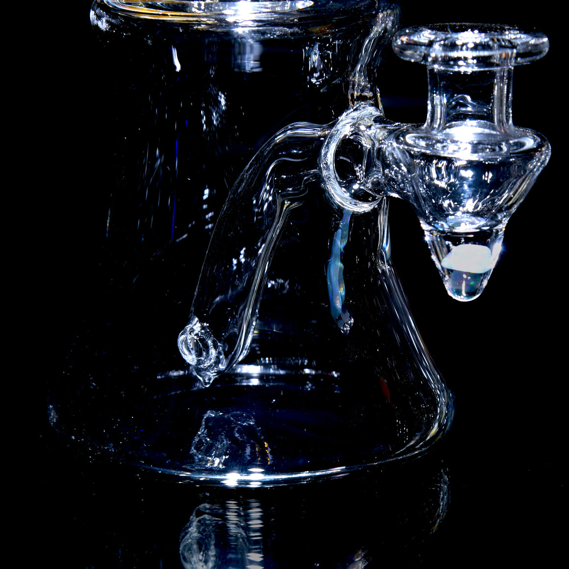 Fumed Wigwag Base Banger Hanger w/ Implosion & Opal Joint - 10mm Female