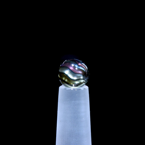Rainbow Fume over Electrum Swirl Dab Pearls - ~8mm Diameter