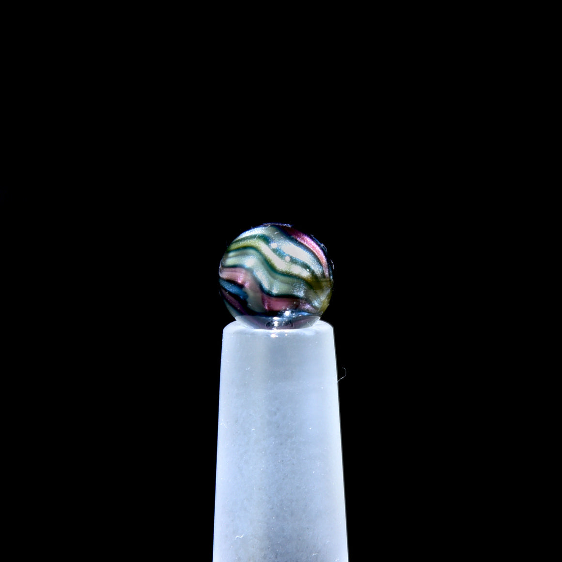 Rainbow Fume over Electrum Swirl Dab Pearls - ~8mm Diameter