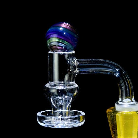 Rainbow Fume over Electrum Swirl Topper/Valve Marble - 20mm Diameter