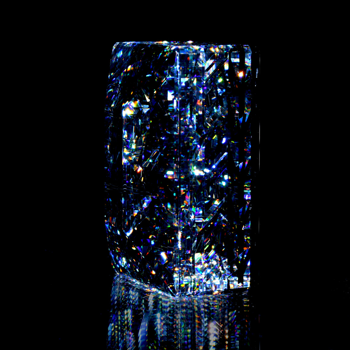 Coldworked Gemstone Paperweight w/ Jet Black Backing