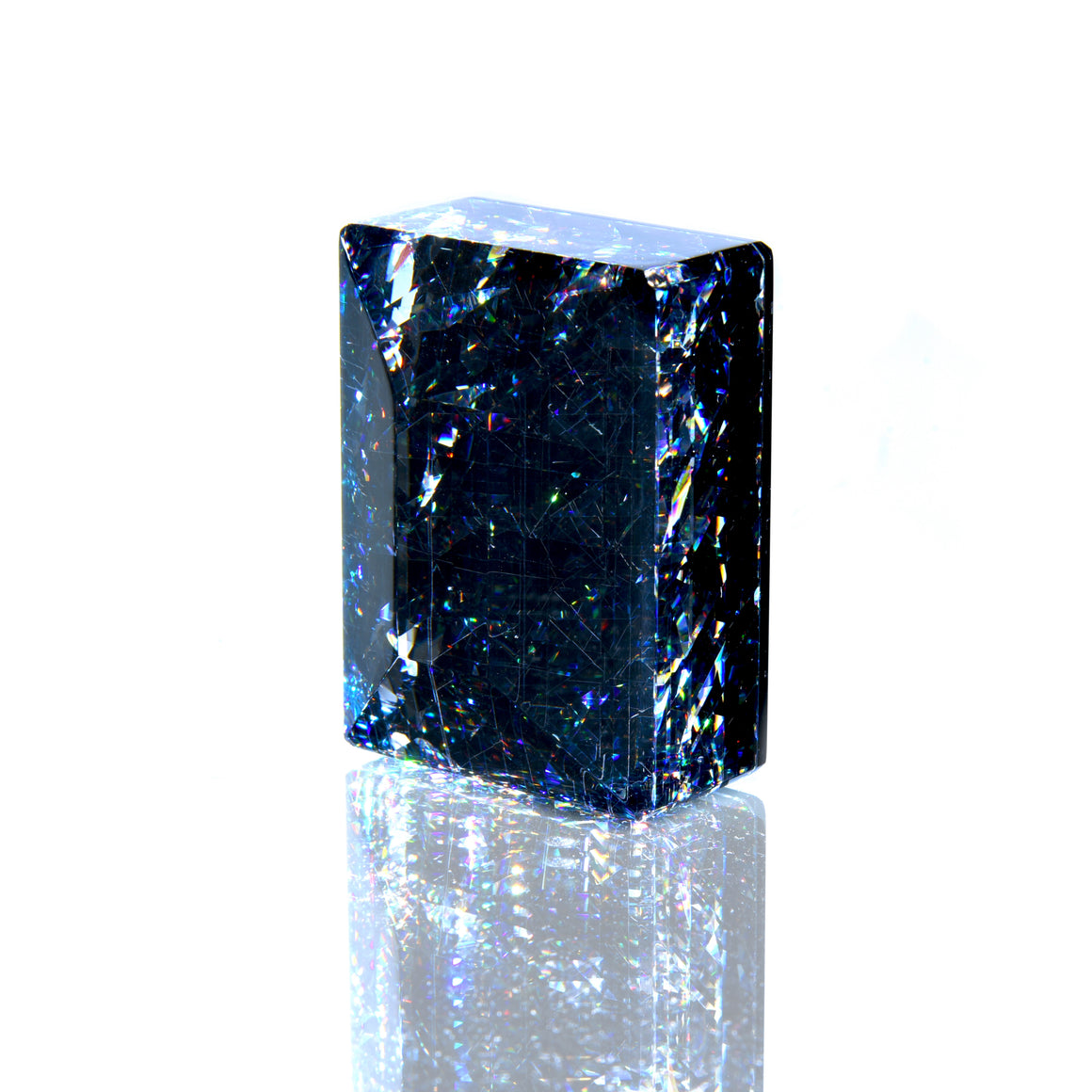 Coldworked Gemstone Paperweight w/ Jet Black Backing