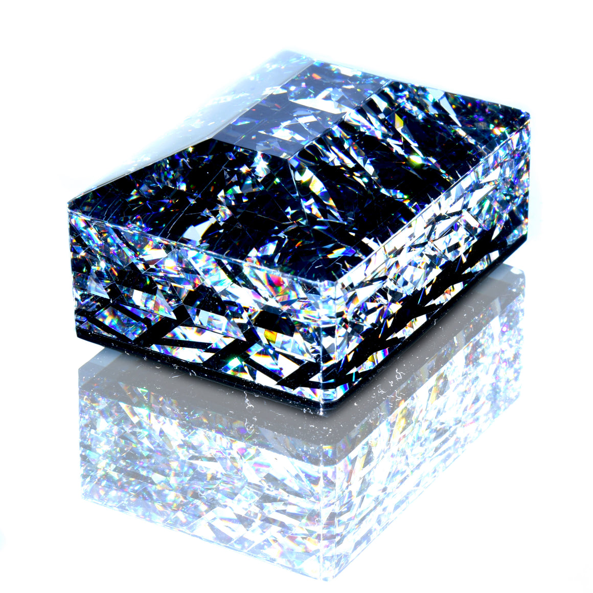 Coldworked Gemstone Paperweight w/ Jet Black Backing