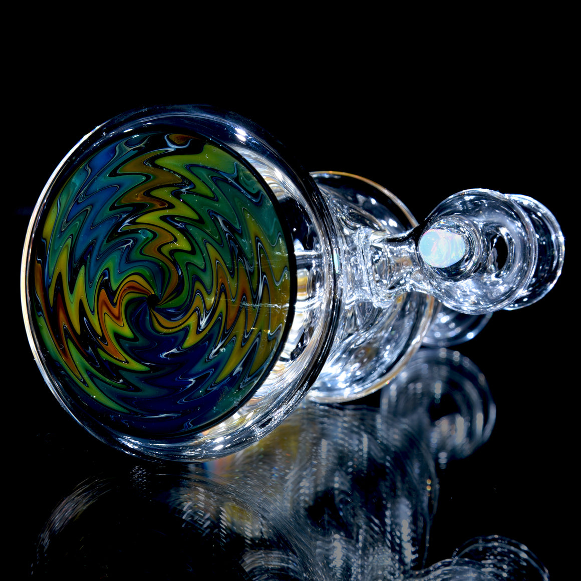 Fumed Wigwag Base Banger Hanger w/ Implosion & Opal Joint - 10mm Female