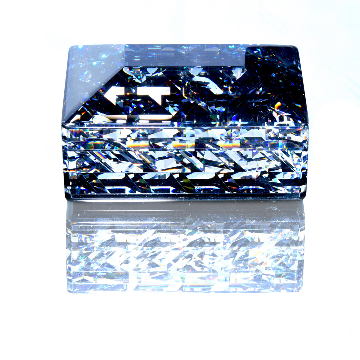Coldworked Gemstone Paperweight w/ Jet Black Backing