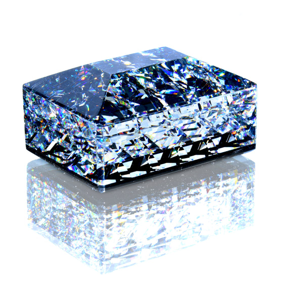 Coldworked Gemstone Paperweight w/ Jet Black Backing