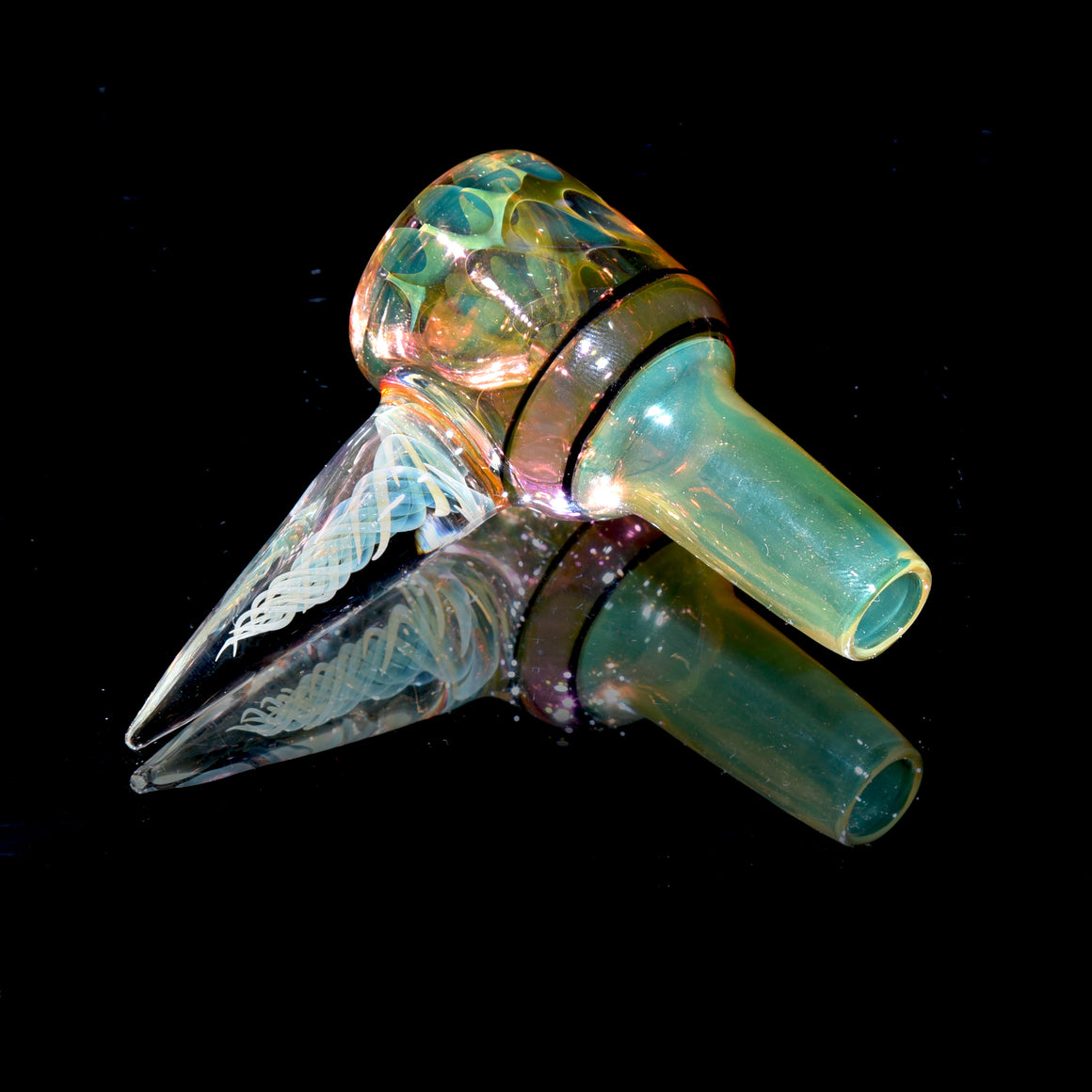 Fully-worked Fume Honeycomb Slide w Lattice Horn - 14mm Male