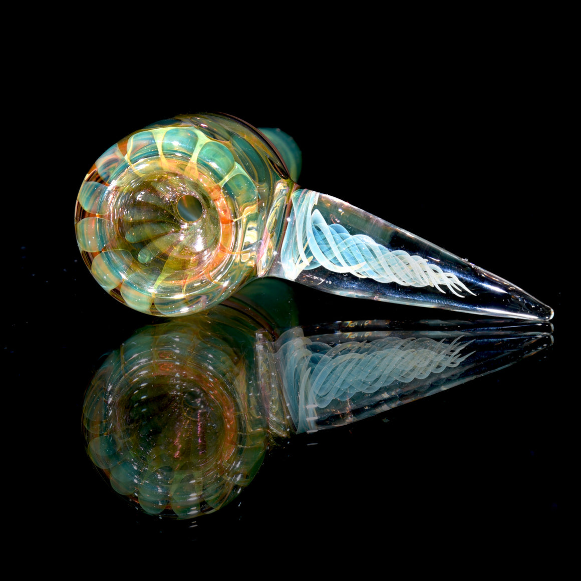 Fully-worked Fume Honeycomb Slide w Lattice Horn - 14mm Male