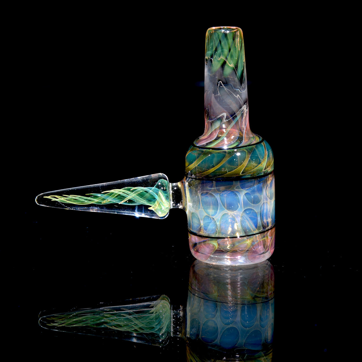 Fully-worked Fume Honeycomb Slide w Lattice Horn - 14mm Male