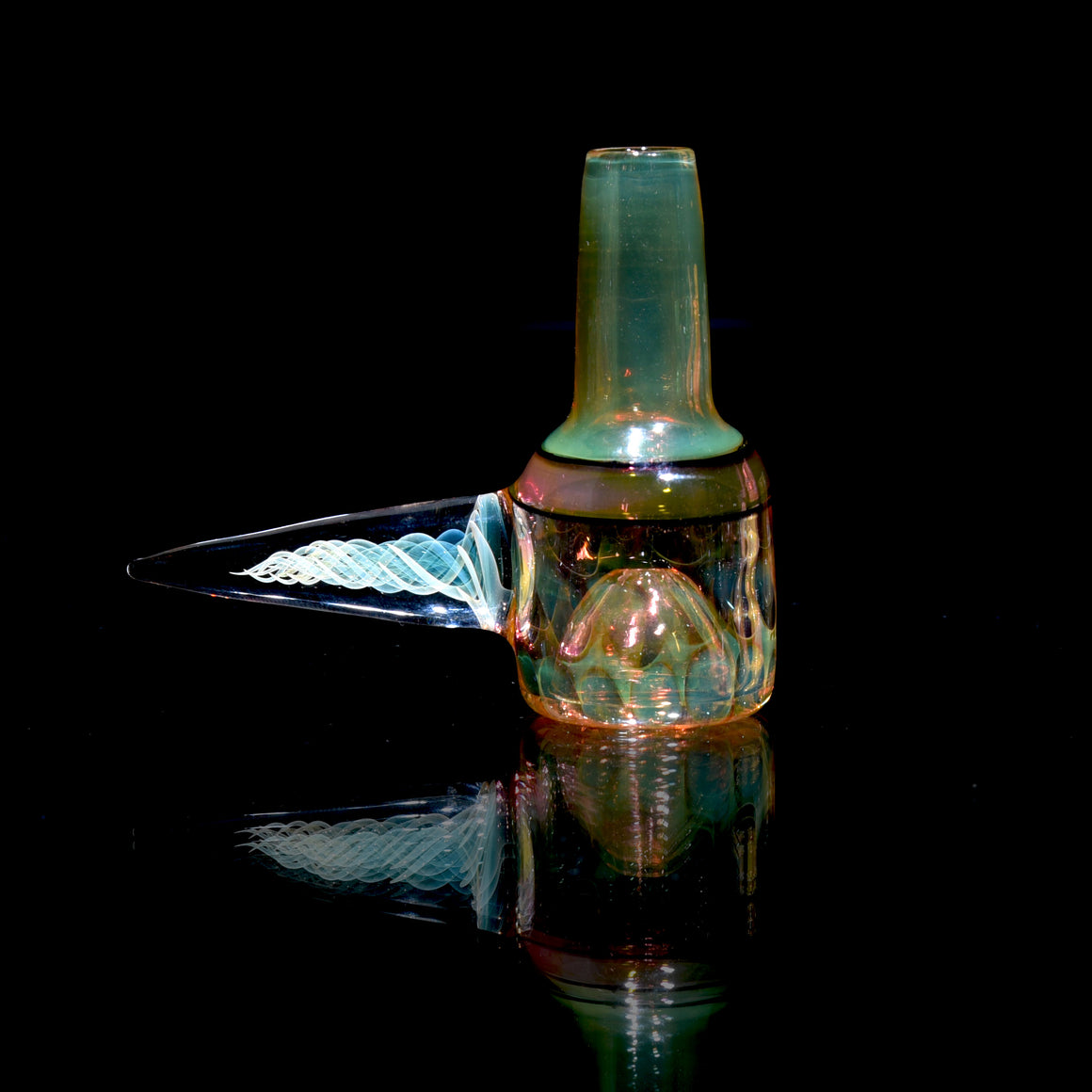 Fully-worked Fume Honeycomb Slide w Lattice Horn - 14mm Male