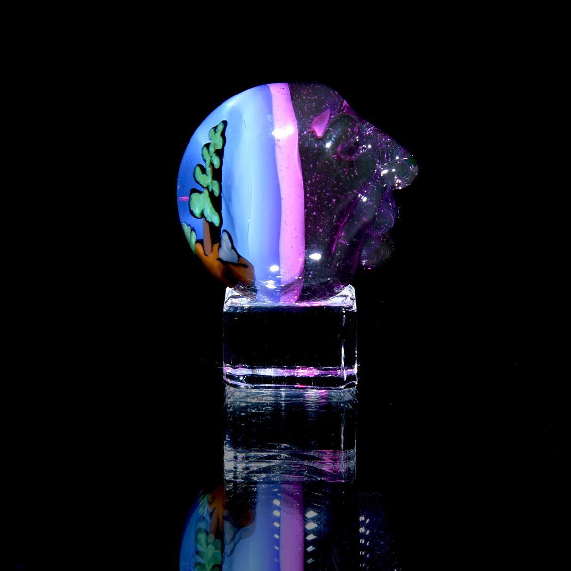 "Head to the Trees" Sculpted Marble - Grape Juice - 34mm/1.34" Diameter