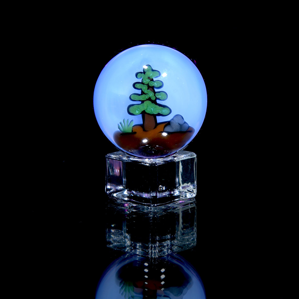 "Head to the Trees" Sculpted Marble - Grape Juice - 34mm/1.34" Diameter