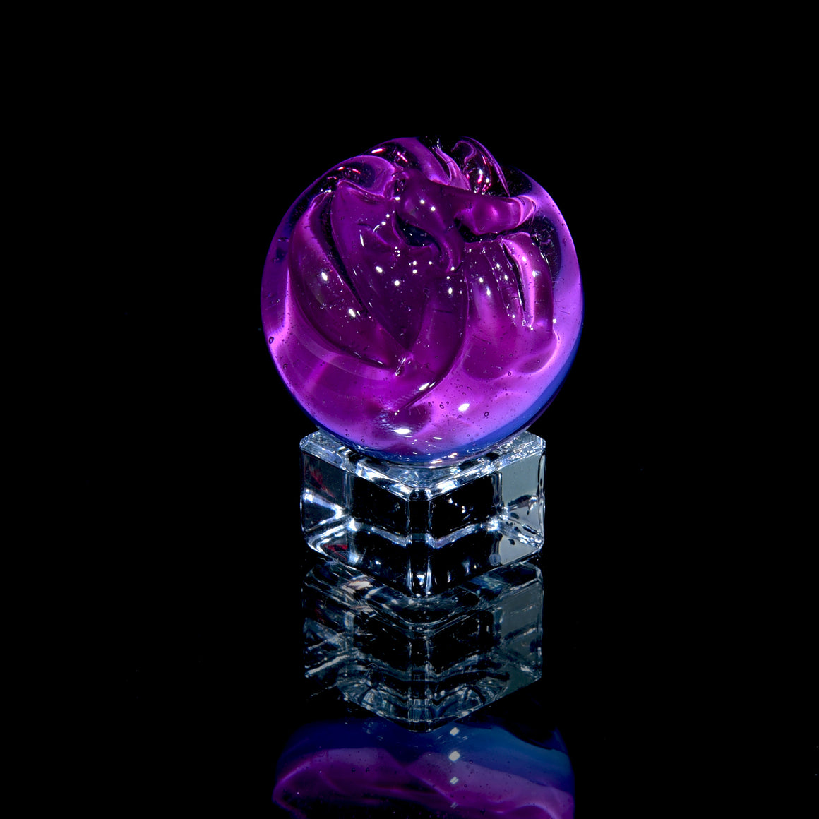 "Head to the Trees" Sculpted Marble - Grape Juice - 34mm/1.34" Diameter