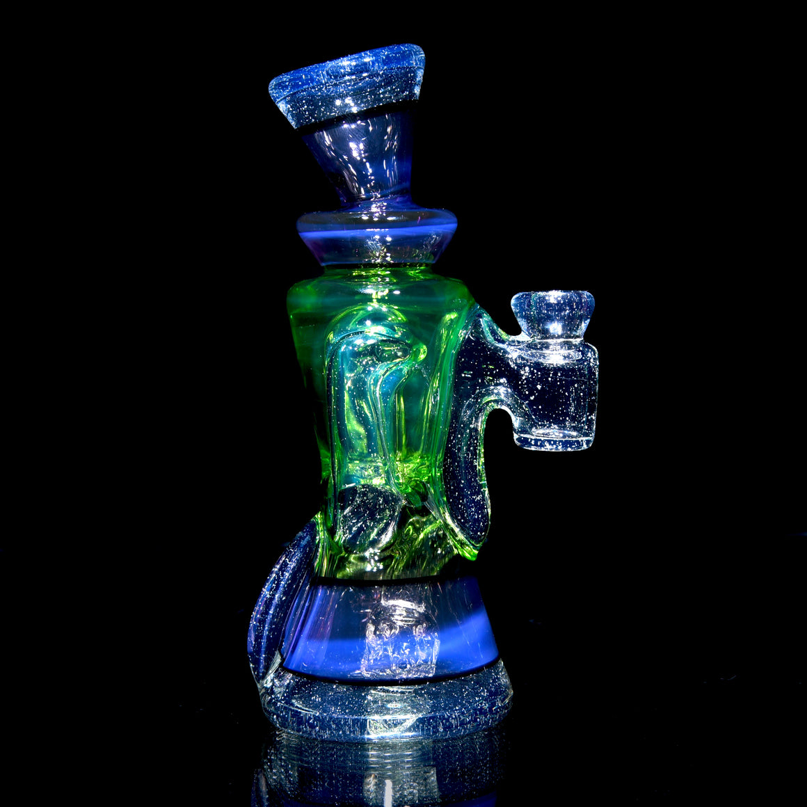 UV/CFL Reactive Mid-size Double-uptake Rycycler -  Haterade/BluV/Custom Telemagenta over Potion/Jet Black Lippies - 10mm Female