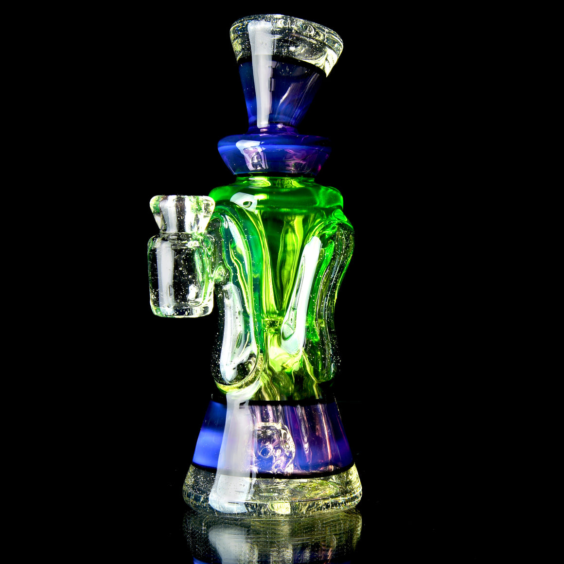 UV/CFL Reactive Mid-size Double-uptake Rycycler -  Haterade/BluV/Custom Telemagenta over Potion/Jet Black Lippies - 10mm Female