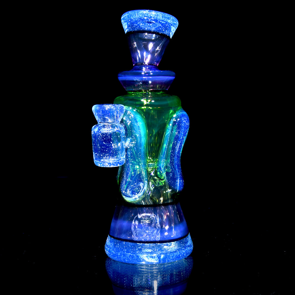 UV/CFL Reactive Mid-size Double-uptake Rycycler -  Haterade/BluV/Custom Telemagenta over Potion/Jet Black Lippies - 10mm Female