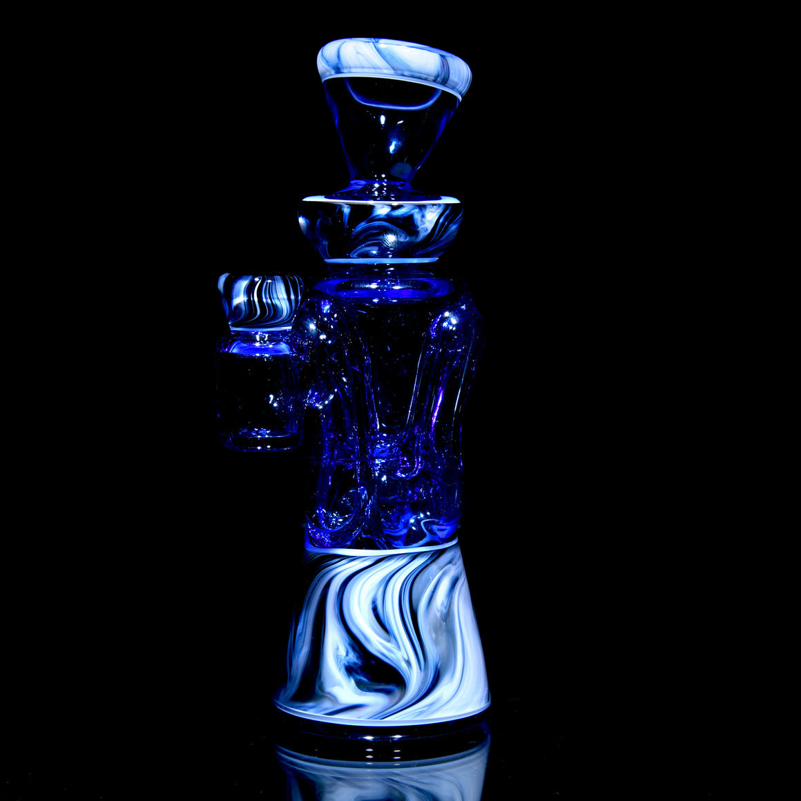 Fully-worked Mid-size Double-uptake Rycycler -  Blue Dream/Custom Marble Tech/White Lotus Lippies - 10mm Female