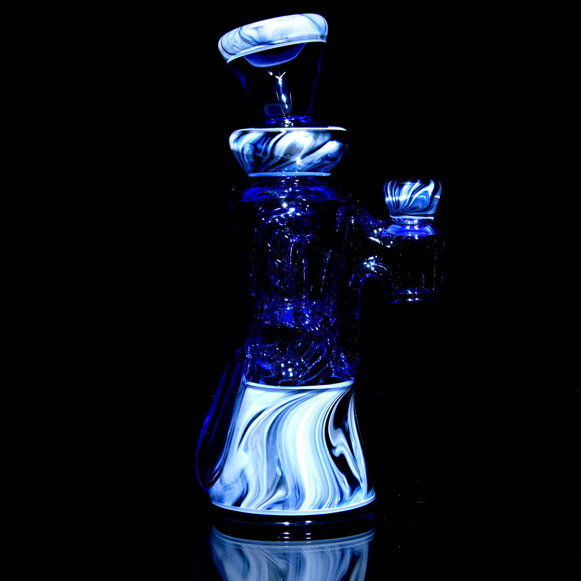 Fully-worked Mid-size Double-uptake Rycycler -  Blue Dream/Custom Marble Tech/White Lotus Lippies - 10mm Female