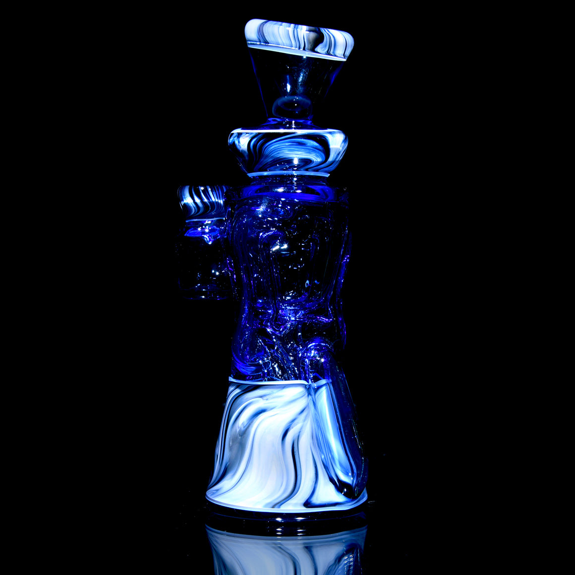 Fully-worked Mid-size Double-uptake Rycycler -  Blue Dream/Custom Marble Tech/White Lotus Lippies - 10mm Female