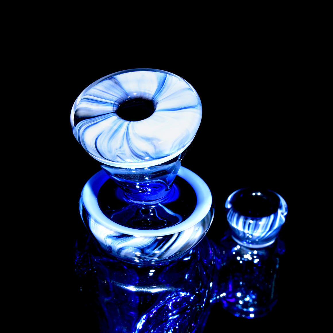 Fully-worked Mid-size Double-uptake Rycycler -  Blue Dream/Custom Marble Tech/White Lotus Lippies - 10mm Female