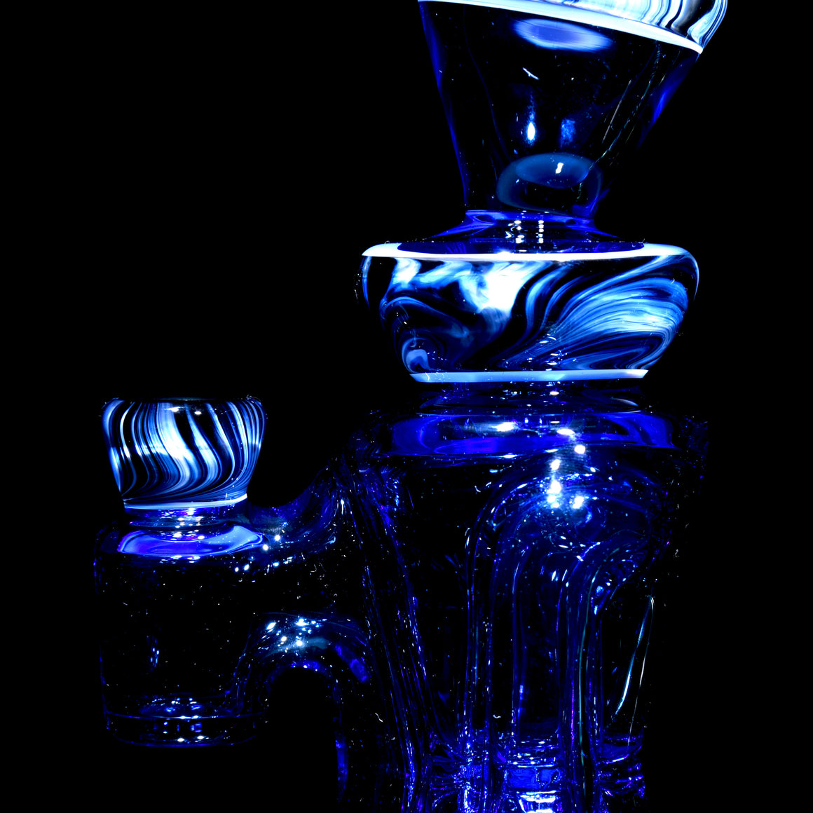 Fully-worked Mid-size Double-uptake Rycycler -  Blue Dream/Custom Marble Tech/White Lotus Lippies - 10mm Female