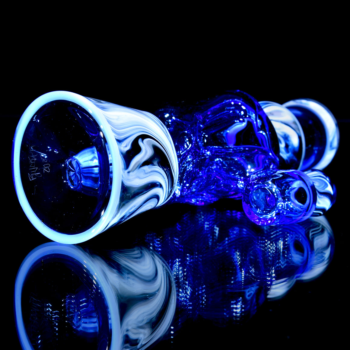 Fully-worked Mid-size Double-uptake Rycycler -  Blue Dream/Custom Marble Tech/White Lotus Lippies - 10mm Female