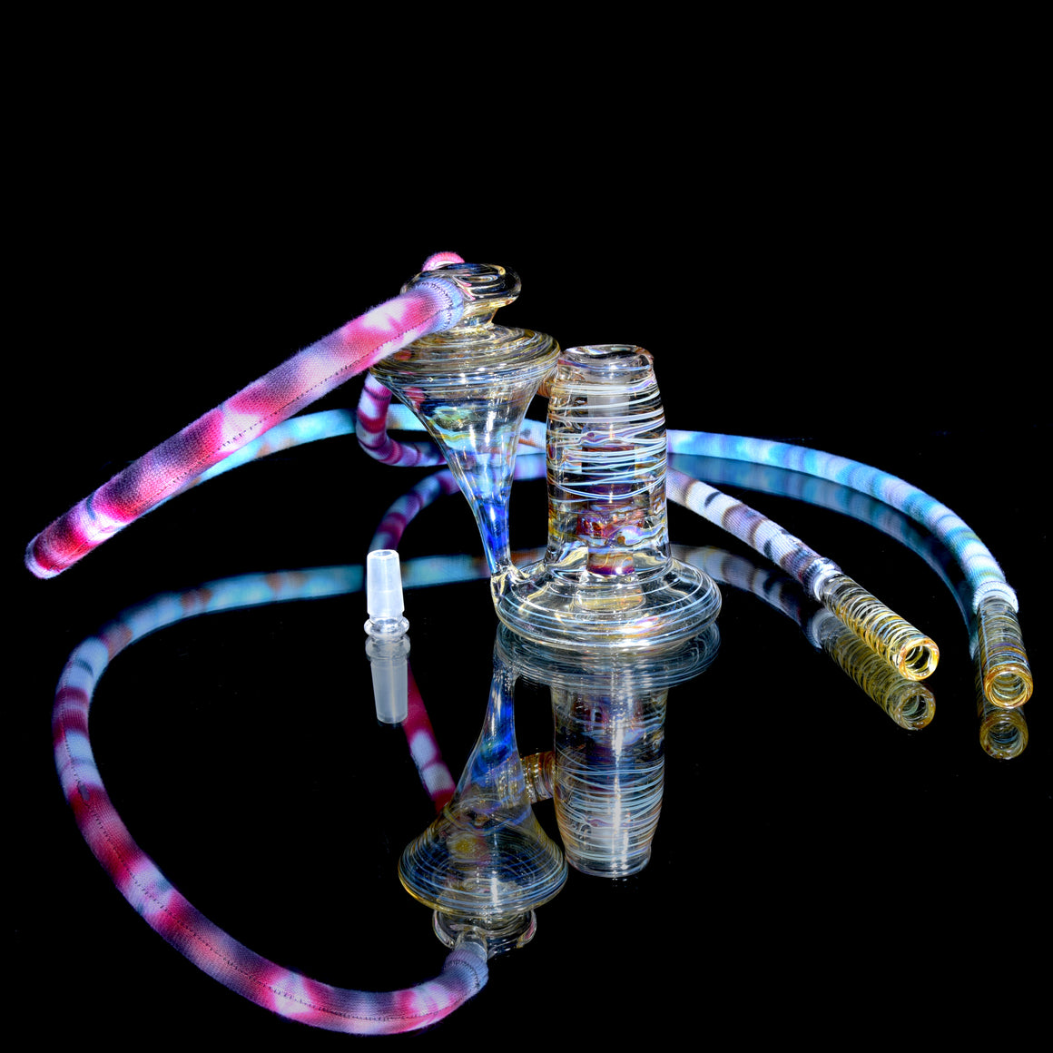 "Antaryatric" Tie Dye Twokah Recycler - Mai Tai w/ UV Millie Perc - 14mm Female w/ 10mm Adapter