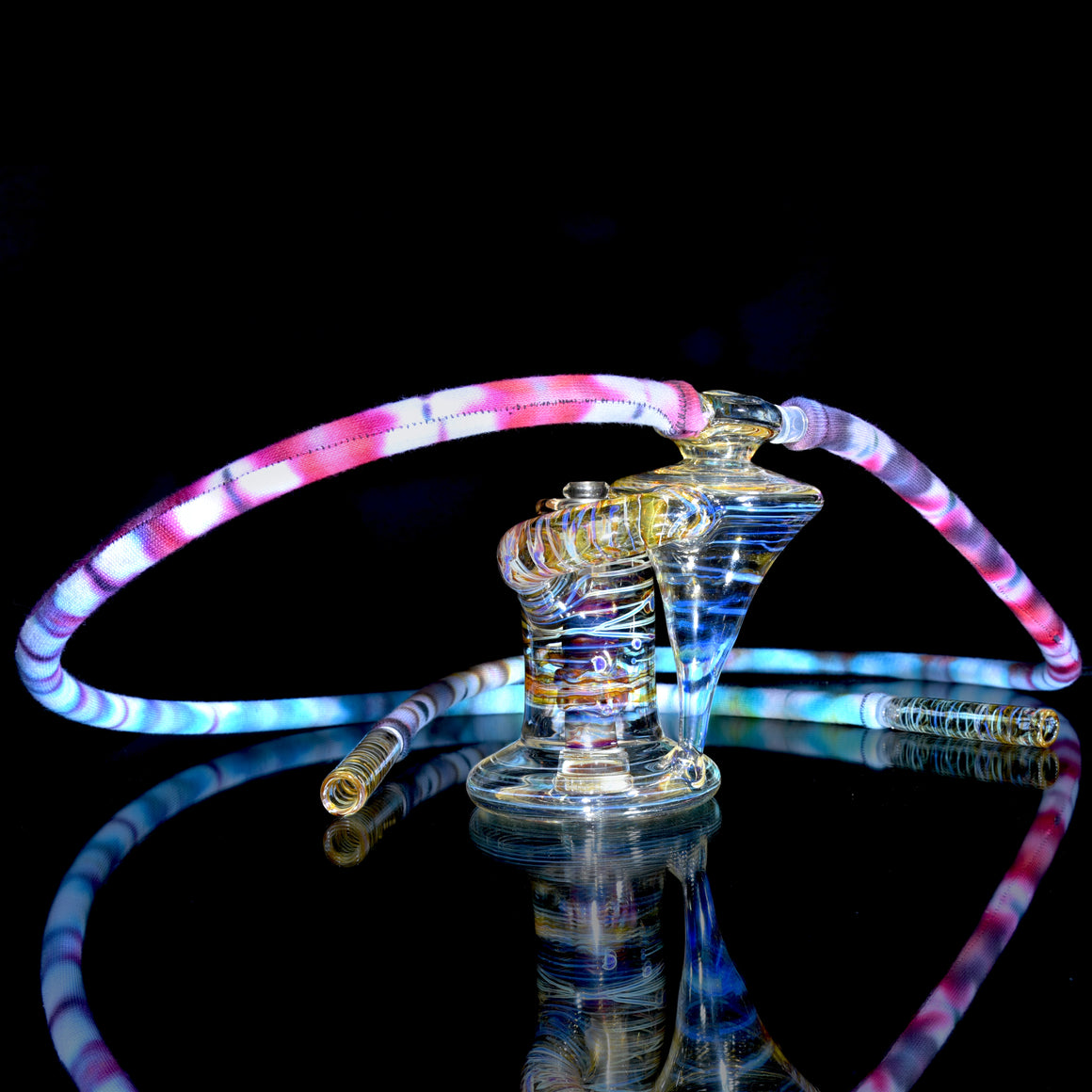 "Antaryatric" Tie Dye Twokah Recycler - Mai Tai w/ UV Millie Perc - 14mm Female w/ 10mm Adapter
