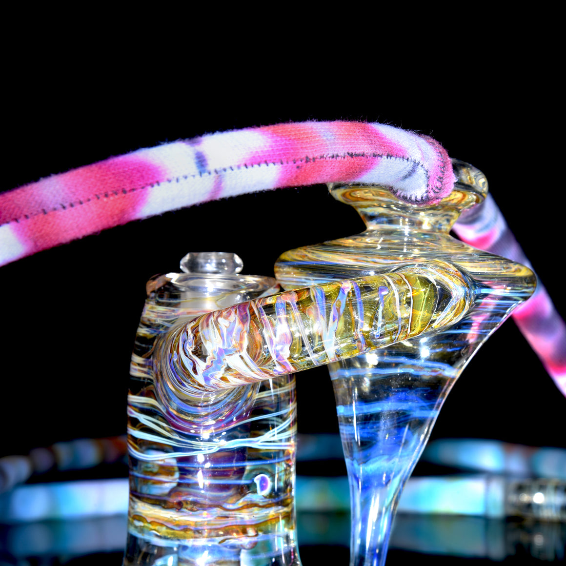 "Antaryatric" Tie Dye Twokah Recycler - Mai Tai w/ UV Millie Perc - 14mm Female w/ 10mm Adapter