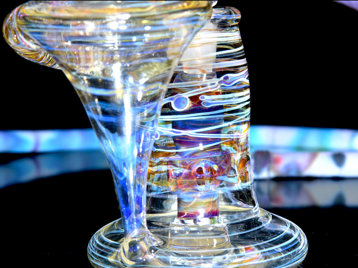 "Antaryatric" Tie Dye Twokah Recycler - Mai Tai w/ UV Millie Perc - 14mm Female w/ 10mm Adapter