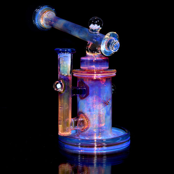 24K Gold Fumed & Carved Mini Sidecar Incycler #1 - Cobalt - 10mm Female