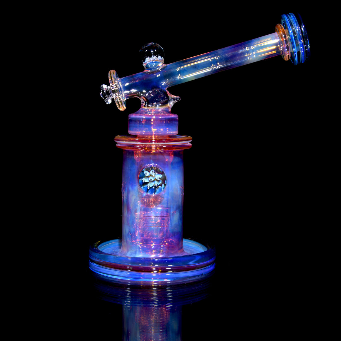 24K Gold Fumed & Carved Mini Sidecar Incycler #1 - Cobalt - 10mm Female