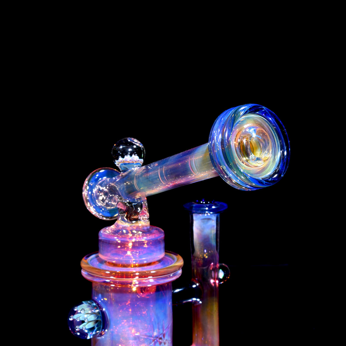 24K Gold Fumed & Carved Mini Sidecar Incycler #1 - Cobalt - 10mm Female
