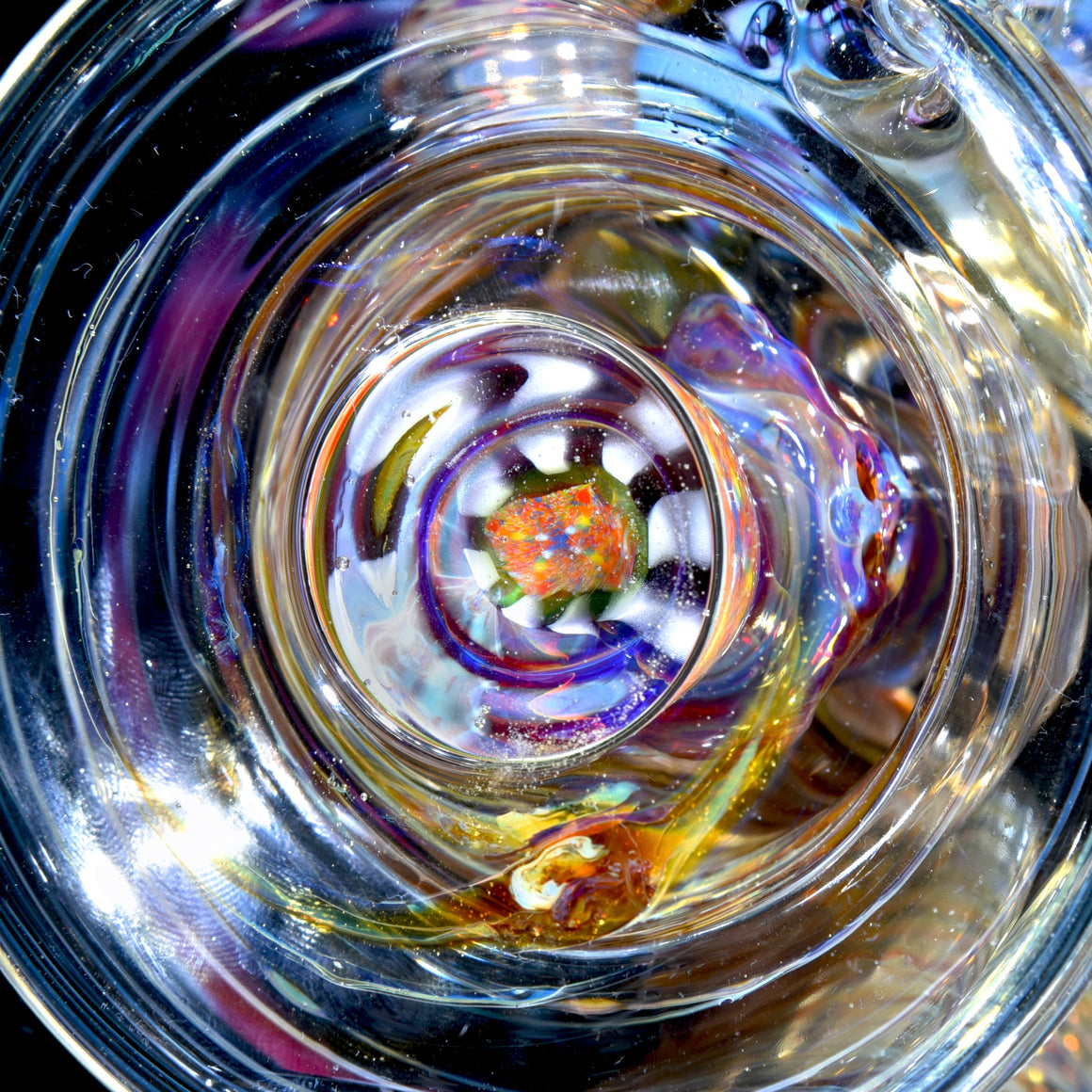 "Antaryatric" Tie Dye Twokah Recycler - Mai Tai w/ UV Millie Perc - 14mm Female w/ 10mm Adapter