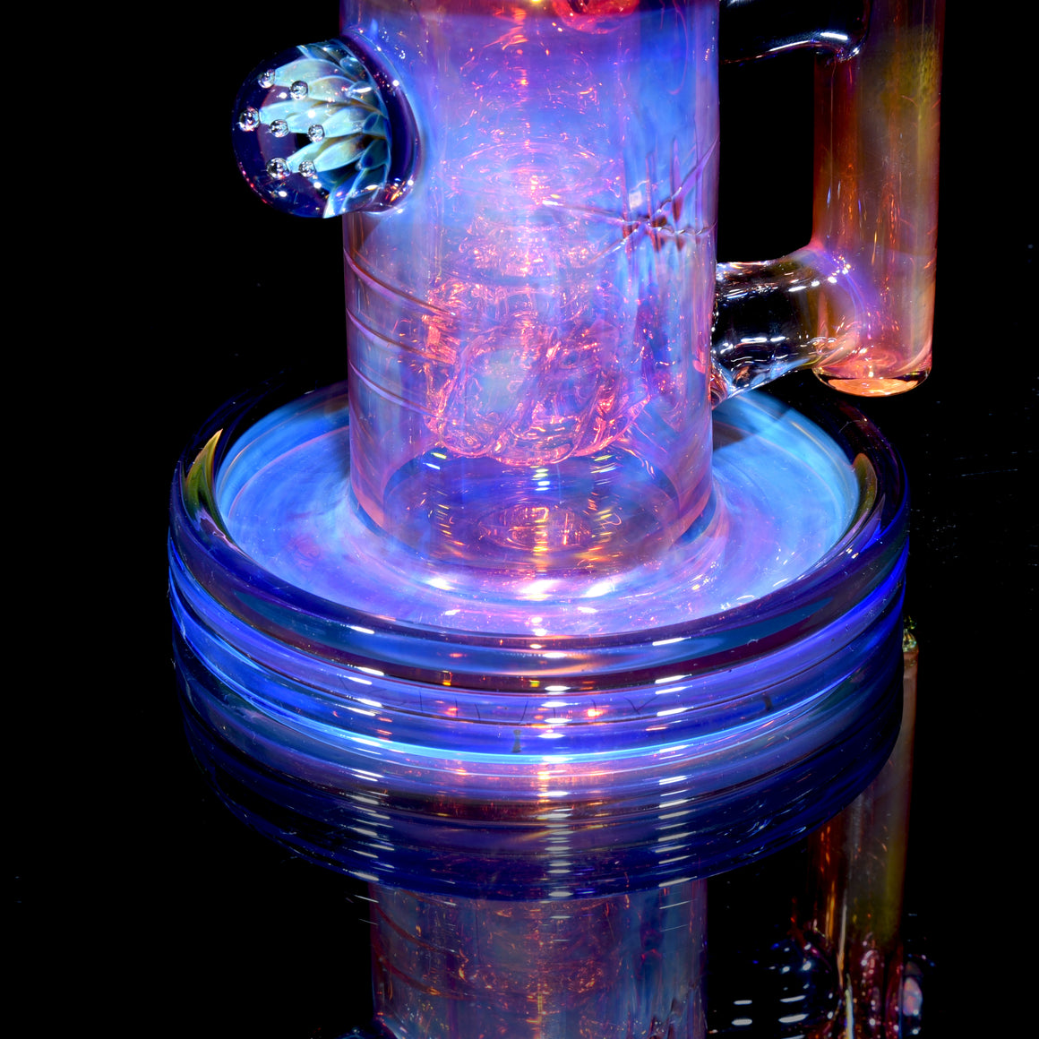 24K Gold Fumed & Carved Mini Sidecar Incycler #1 - Cobalt - 10mm Female