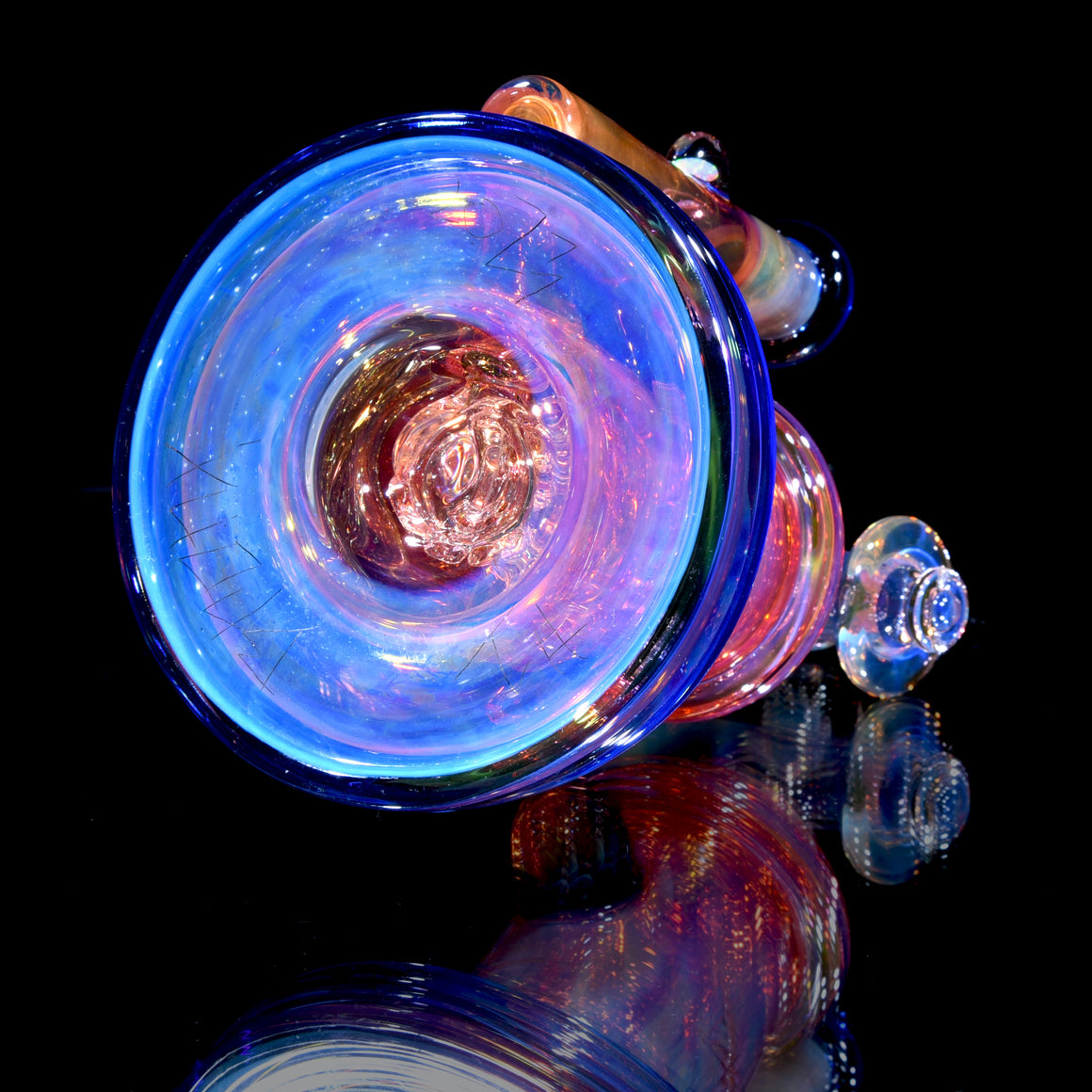 24K Gold Fumed & Carved Mini Sidecar Incycler #1 - Cobalt - 10mm Female