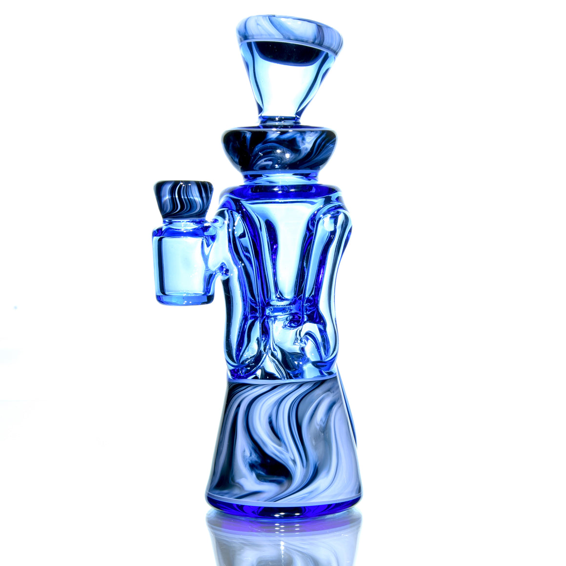 Fully-worked Mid-size Double-uptake Rycycler -  Blue Dream/Custom Marble Tech/White Lotus Lippies - 10mm Female