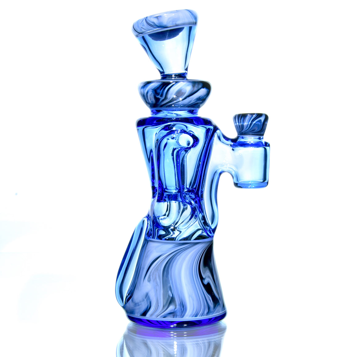 Fully-worked Mid-size Double-uptake Rycycler -  Blue Dream/Custom Marble Tech/White Lotus Lippies - 10mm Female