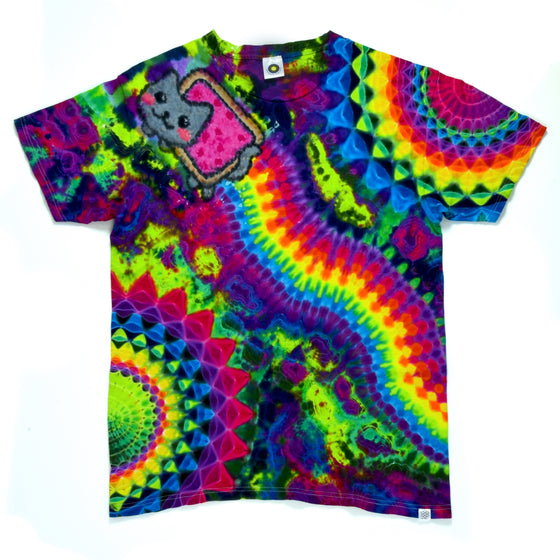 Large Collab Tie Dye Meme T-Shirt - Nyan Cat w/ Rainbow Mandala