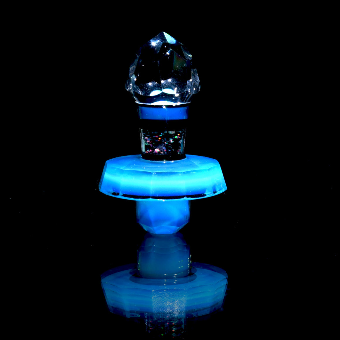 XL Faceted Crushed Opal/Meta-Terrania Blender Cap w/ Encased Opal