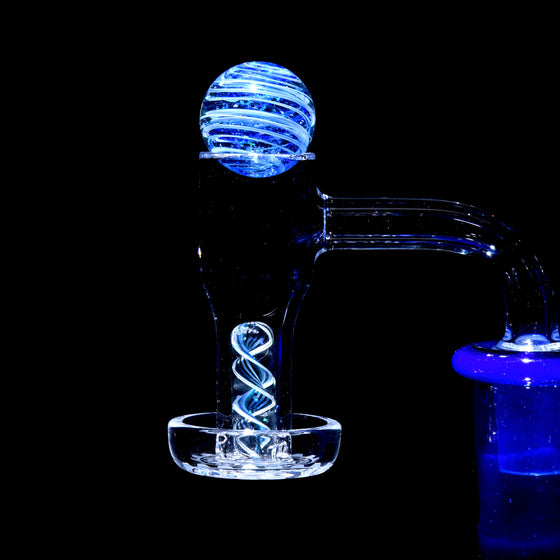 Heady 2-piece Slurper Set - UV Reactive Crushed Opal Blue Spiral