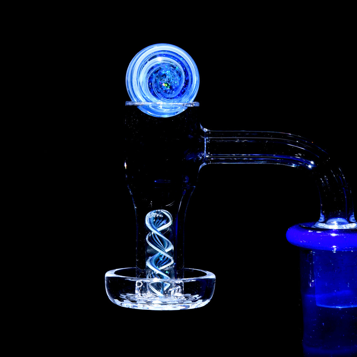 Heady 2-piece Slurper Set - UV Reactive Crushed Opal Blue Spiral